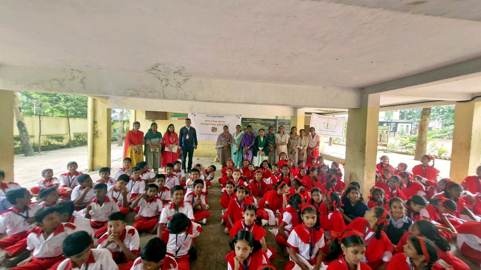 Children gathered for a school programme