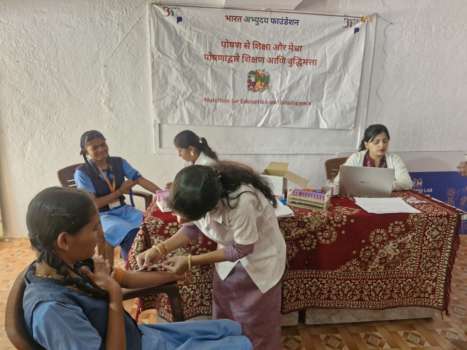 A health and nutrition check-up at a school